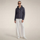 Damen-Steppjacke Melody mit Kapuze in Blau-Schwarz | Save The Duck