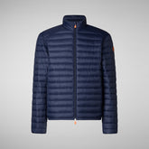 Man's animal free puffer jacket Alexander in navy blue | Save The Duck