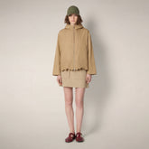 Giacca a vento donna Flo beige con ricamo floreale stardust - Giacche | Save The Duck