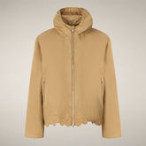 Giacca a vento donna Flo beige con ricamo floreale stardust - Giacche | Save The Duck