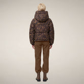 Piumino corto donna Rhiannon leopardo marrone scuro | Save The Duck