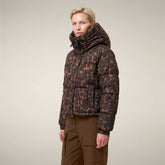Piumino corto donna Rhiannon leopardo marrone scuro | Save The Duck