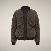 Women's Faux Fur Puffer Jacket in Soil Brown | Save The Duck