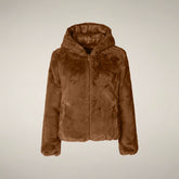Giacca donna reversibile Laila in pelliccia marrone nocciola - FW26 Woman | Save The Duck