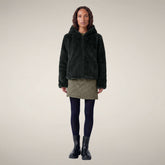Giacca donna reversibile Laila in pelliccia verde nori - FW26 Woman | Save The Duck