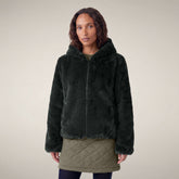 Giacca donna reversibile Laila in pelliccia verde nori | Save The Duck
