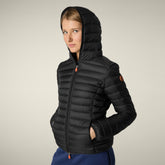Piumino animal free con cappuccio donna Daisy Nero - Short puffer jackets | Save The Duck