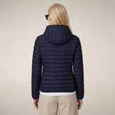 Piumino animal free con cappuccio donna Daisy blu navy - Piumini Donna Animal-Free | Save The Duck