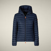 Piumino animal free con cappuccio donna Daisy blu navy - Short puffer jackets | Save The Duck