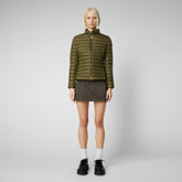 Woman's animal free puffer jacket Carly in dusty olive - NEW IN | Save The Duck