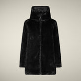 Giacca lunga donna reversibile Bridget in pelliccia animal free nero - Faux Fur | Save The Duck
