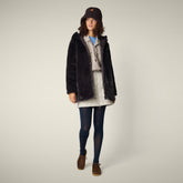 Giacca lunga donna reversibile Bridget in pelliccia animal free marrone nero - Faux Fur | Save The Duck