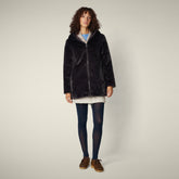 Giacca lunga donna reversibile Bridget in pelliccia animal free marrone nero - Faux Fur | Save The Duck