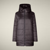 Veste longue pour femme réversible modèle Bridget en fourrure Animal Free brun profond | Save The Duck