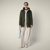 Piumino lungo donna animal free Livette verde bosco - Piumini Donna Animal-Free | Save The Duck