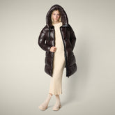 Piumino lungo donna animal free Isabel marrone nero - Giacche Donna | Save The Duck