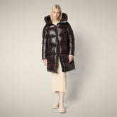 Piumino lungo donna animal free Isabel marrone nero - Giacche Donna | Save The Duck