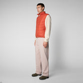 Man's quilted gilet Adam in ginger orange - Sale | Save The Duck