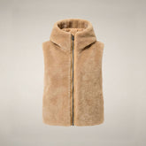 Women's Faux Fur Puffer Vest Cassandra in Stone Beige - Preview FW26 Woman | Save The Duck