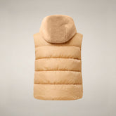 Women's Faux Fur Puffer Vest Cassandra in Stone Beige - Preview FW26 Woman | Save The Duck