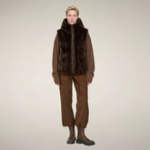 Women's Faux Fur Puffer Vest Cassandra in Soil Brown - Preview FW26 Woman | Save The Duck