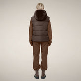 Women's Faux Fur Puffer Vest Cassandra in Soil Brown - Preview FW26 Woman | Save The Duck