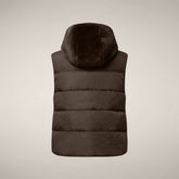 Women's Faux Fur Puffer Vest Cassandra in Soil Brown - Preview FW26 Woman | Save The Duck