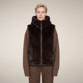Women's Faux Fur Puffer Vest Cassandra in Soil Brown | Save The Duck