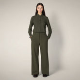 Women's Wide Pants Bela in Snake Green - Fyi - Smartleisure Clothing | Save The Duck