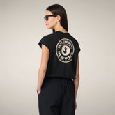 Women's T-shirt Aira in Black with New York print | Save The Duck