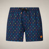 Herren-Badeshorts Ademir in Marineblau mit Rainbow Ducks | Save The Duck