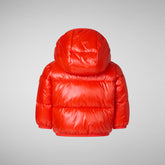 Babies' animal free hooded puffer jacket Jody in poppy red - Doudounes Animal-Free Baby | Save The Duck