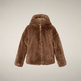 Girls' Reversible Faux Fur Coat Akiko in Noisette Brown - FW26 Girl | Save The Duck