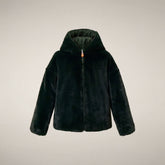 Girls' Reversible Faux Fur Coat Akiko in Nori Green - Preview FW26 Girl | Save The Duck