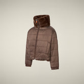 Giacca bambina reversibile Ceri in pelliccia animal free marrone teddy | Save The Duck