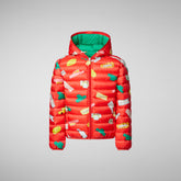 Unisex kids' animal free hooded puffer jacket Lobster in cars pattern - Animal-Free Puffer Jackets Boy | Save The Duck