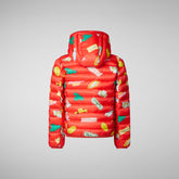Unisex kids' animal free hooded puffer jacket Lobster in cars pattern - New In | Save The Duck