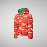Unisex kids' animal free hooded puffer jacket Lobster in cars pattern - Halloween | Save The Duck
