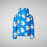 Unisex kids' animal free hooded puffer jacket Lobster in ducks pattern - Animal-Free Puffer Jackets Boy | Save The Duck