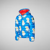 Unisex kids' animal free hooded puffer jacket Lobster in ducks pattern - Boys | Save The Duck