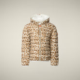 Piumino bambina animal free Aga con stampa leopardo marrone - Piumini Bambina Animal-Free | Save The Duck