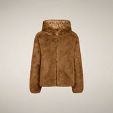 Giacca bambina reversibile Chloe in pelliccia marrone nocciola | Save The Duck
