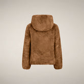 Giacca bambina reversibile Chloe in pelliccia marrone nocciola | Save The Duck