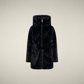 Giacca lunga bambina reversibile Flora in pelliccia-animal free nero - Giacche Bambina | Save The Duck