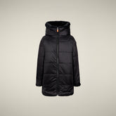 Giacca lunga bambina reversibile Flora in pelliccia-animal free nero | Save The Duck