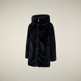 Giacca lunga bambina reversibile Flora in pelliccia-animal free nero - Giacche Bambina | Save The Duck