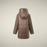 Veste longue pour fille réversible modèle Flora en fourrure Animal Free gris taupe pour fille | Save The Duck