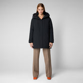 Woman's long hooded parka Gena in black | Save The Duck