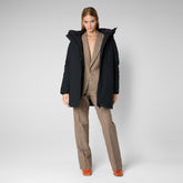 Woman's long hooded parka Gena in black - SALDI INVERNALI | Save The Duck