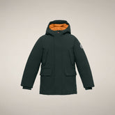 Jungenparka Mal in Nori-Grün und Bernsteinorange | Save The Duck